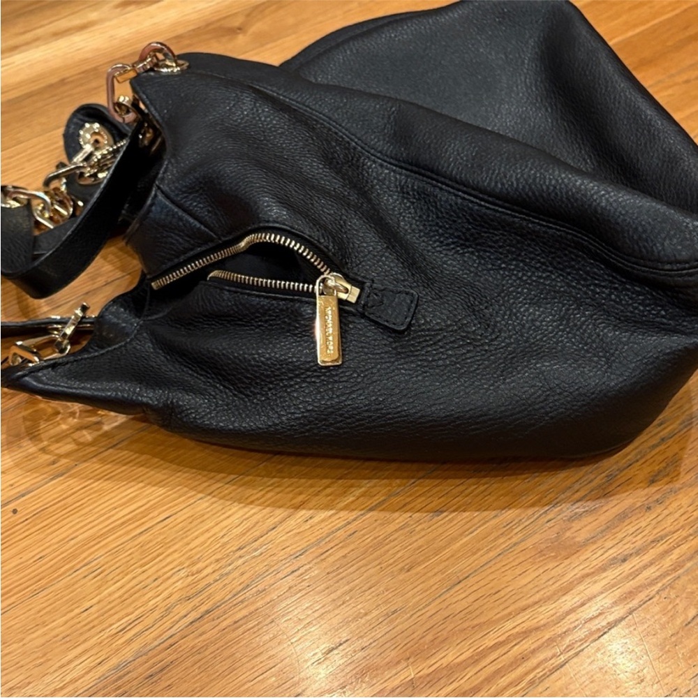 Michael Kors Black Hobo Bag with Gold Accents - Picture 9 of 12